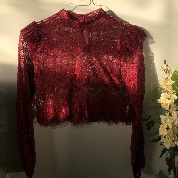 Mesh-Frilled Blouse